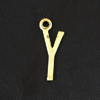 15x6mm Y Letter Charm, Vintage Brass Metal Stamping, pk/6