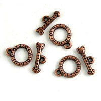 15mm Toggle Clasp, Antique Copper Finish, 3 sets