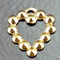 19mm Bright Gold Heart Charm, w/3mm bezels, pack of 6