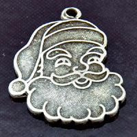 23mm Santa Face Charm, Antique silver, made in USA, pack of 6