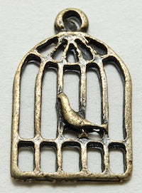 19mm Bird Cage Charm, Antique Bronze, 12 each