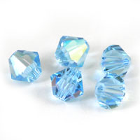 6mm Swarovski Crystal Bicone Beads, Aqua AB, pk/12