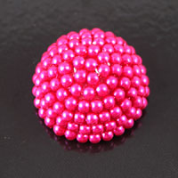 25mm Red Beaded Round Dome Flatback, Pk/4