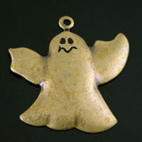 25mm Halloween Ghost Charms, antique gold, Made in USA, Pack of 6