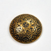 20mm(.79in) Antiqued Gold Round Persian Medallion Flat Back, ea