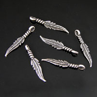 28mm Feather Charm, Vintage Silver, 100