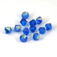 Swarovski Crystal 6mm Bicone Beads, Capri Blue AB, pk/12