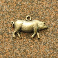 18mm Vintage Silver Hog Pig Charm, 6 pack