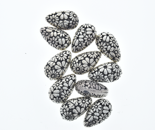 22x16mm Antiqued Classic Silver Daisy Cone Bead, str