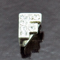 11mm Rhinestone Letter Slide Charm - F, ea