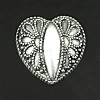 39mm Designed Heart Flatback, Antiqued Silver, ea
