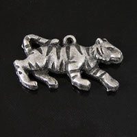 29mm Tiger Charm, Vintage silver, 6 pack