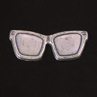 32mm x 12mm SUNGLASSES Charm Stamping, Classic Silver, Made in USA, pack of 6