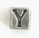 8mm Cast Metal Alphabet Bead, Y , pack of 12