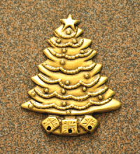 50mm Christmas Tree Charms, Vintage Gold, pack of 2