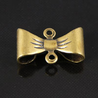 15x9mm Bow(tooled) Drop/Connector, Vintage Brass, pk/6