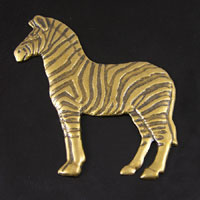 48mm Zebra Stamping charm, Vintage Brass Finish, pack of 6