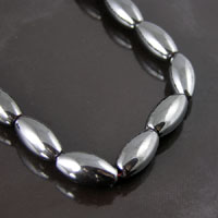 16x8mm Rice Beads, Magnetic Hematite, 16 inch strand