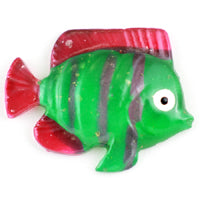 35x27mm Green/Fuchsia Tropical Fish, cabochon/flatback, pk/4