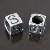 8mm Cast Metal Alphabet Bead, S, pack of 12