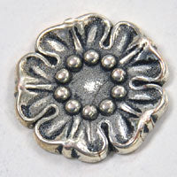 18mm Tudor Rose, Antiqued Silver Cabochon, ea