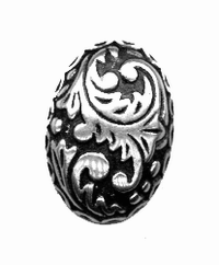 29x21mm Baroque Engraved Oval Flatback, Antiqued Silver, pk/6