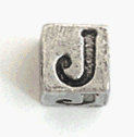 8mm Cast Metal Alphabet Bead, J, pack of 12