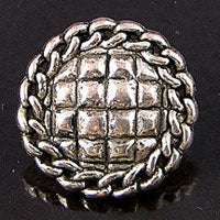 19mm Round Quilted Vintage Button, Classic Silver, ea