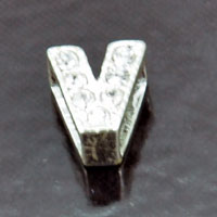 11mm Rhinestone Letter Slide Charm - V, ea