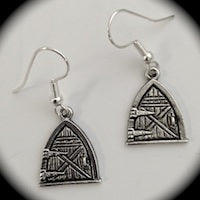 Hobbit Hole / Fairy Wish Door Earrings, antique silver