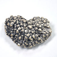 49mm x 32mm Antique Silver Nugget Heart, flat back, each
