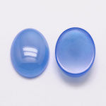 25mm x 18mm Natural Denim Cornflower Blue, Grade A, Agate Gemstone Cabochons, SemiPrecious Oval Cab, Flat Back, pack of 3