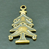 23mm Ant. Gold Christmas Tree Charm, pack of 6