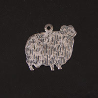 17mm Wooly Ram Charm, Classic Silver, pack of 6