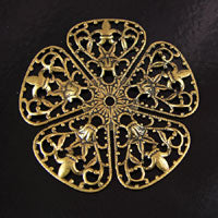 46mm Filigree Elizabethan Flower, Vintage Brass, EA.