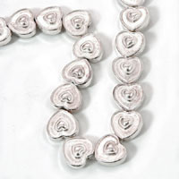 15x8x16mm Classic Silver Heart Beads, 12in strand