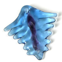 38x34mm Leaf Glass Pendant, Blue Amethyst, ea