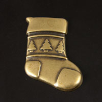 35x30mm Christmas Stocking Stamping, Vintage Brass, pk/6