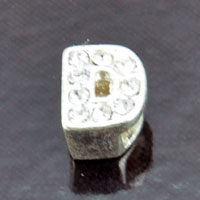 11mm Rhinestone Letter Slide Charm - D, ea