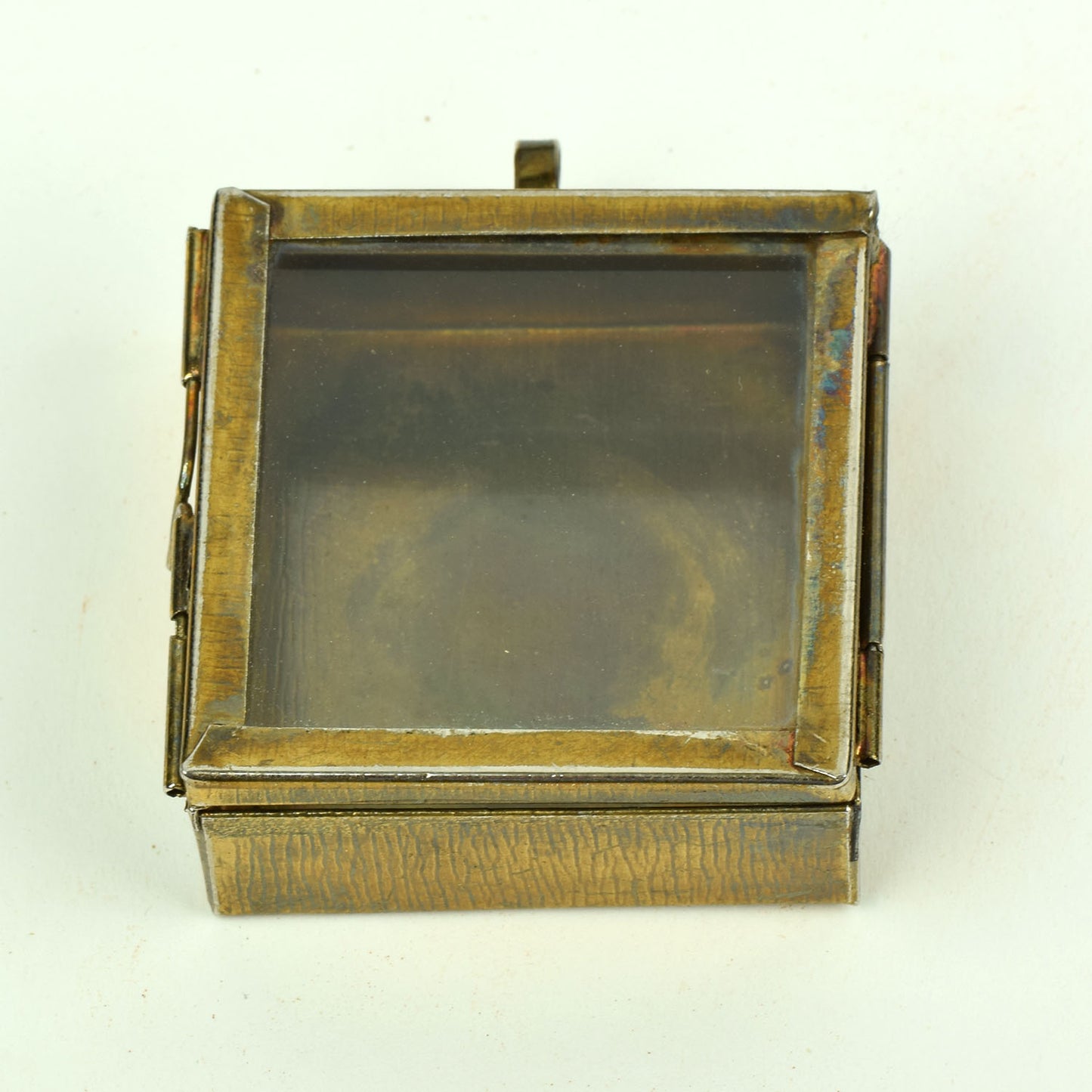 1.6in Square Brass finish Our Glass Shadow Box Pendant-Locket  PKG/2