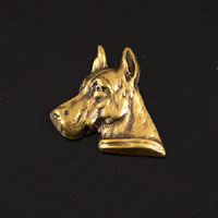 16x16mm Vintage Brass Dog Head, pack of 6