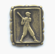 24x20mm Antique Gold Finish BASEBALL PLAYER EA