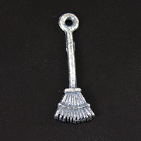 24mm Broom Charm in 3d, Classic Silver, pack of 6