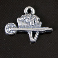 14x19mm Wheelbarrow Charm, Classic Silver, pk/6