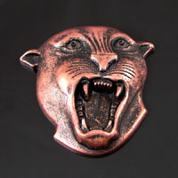 50mm Fierce Panther Head, Antiqued silver- Flat Back,- pk/6
