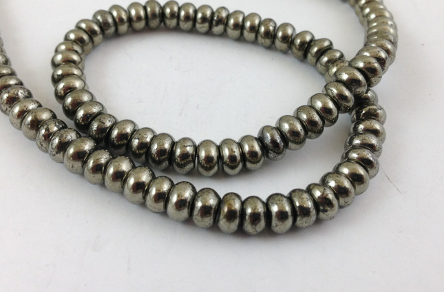 Silver Beads 6 x 4 mm Pyrite Strand 16 stra