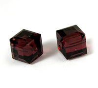 Swarovski Crystal 8mm Square Beads ,Burgundy, pack of 2