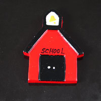 41x31mm Red Schoolhouse Flack Back, Lucite, pk/4