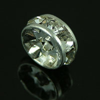 10mm Swarovski Crystal Rondell Spacers, silver, ea