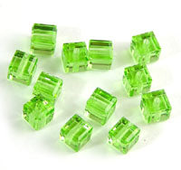 Swarovski Crystal 4mm  Square Beads, Peridot, Sold by Dozen